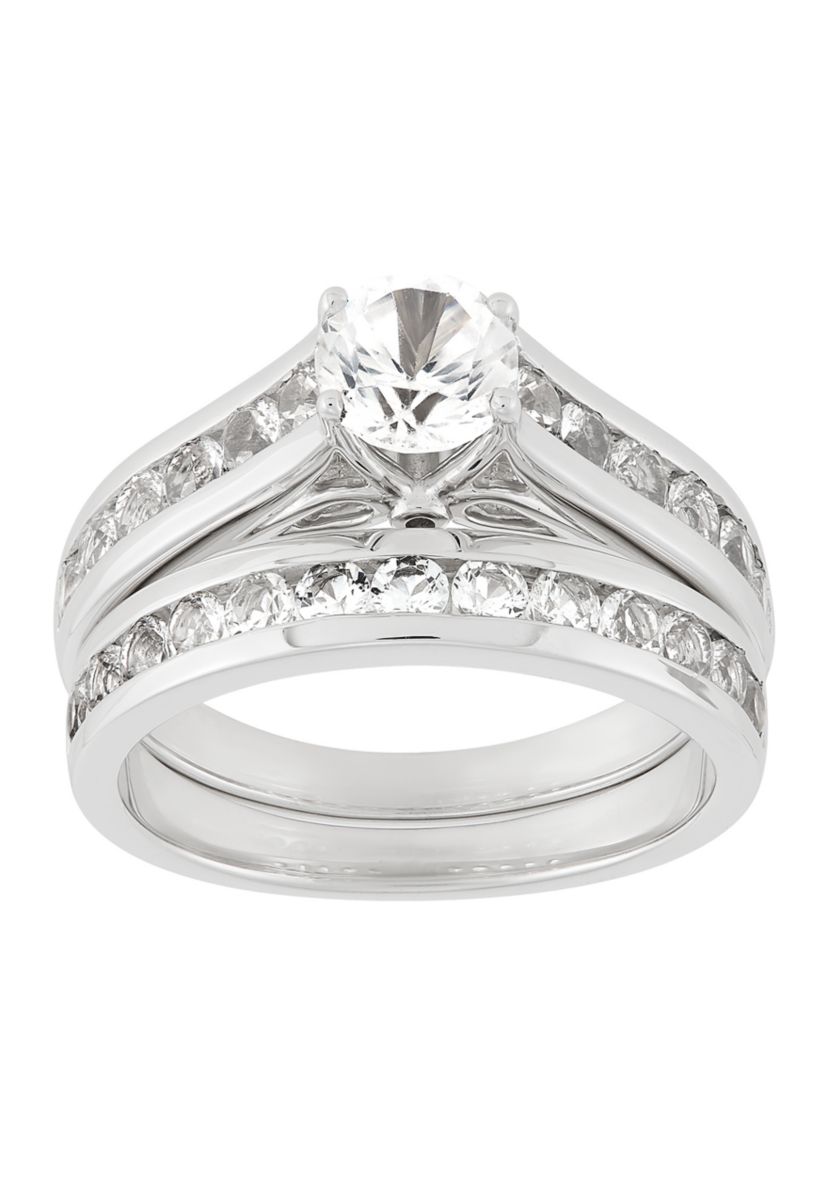 Lab Grown White Sapphire Ring Set in Sterling Silver