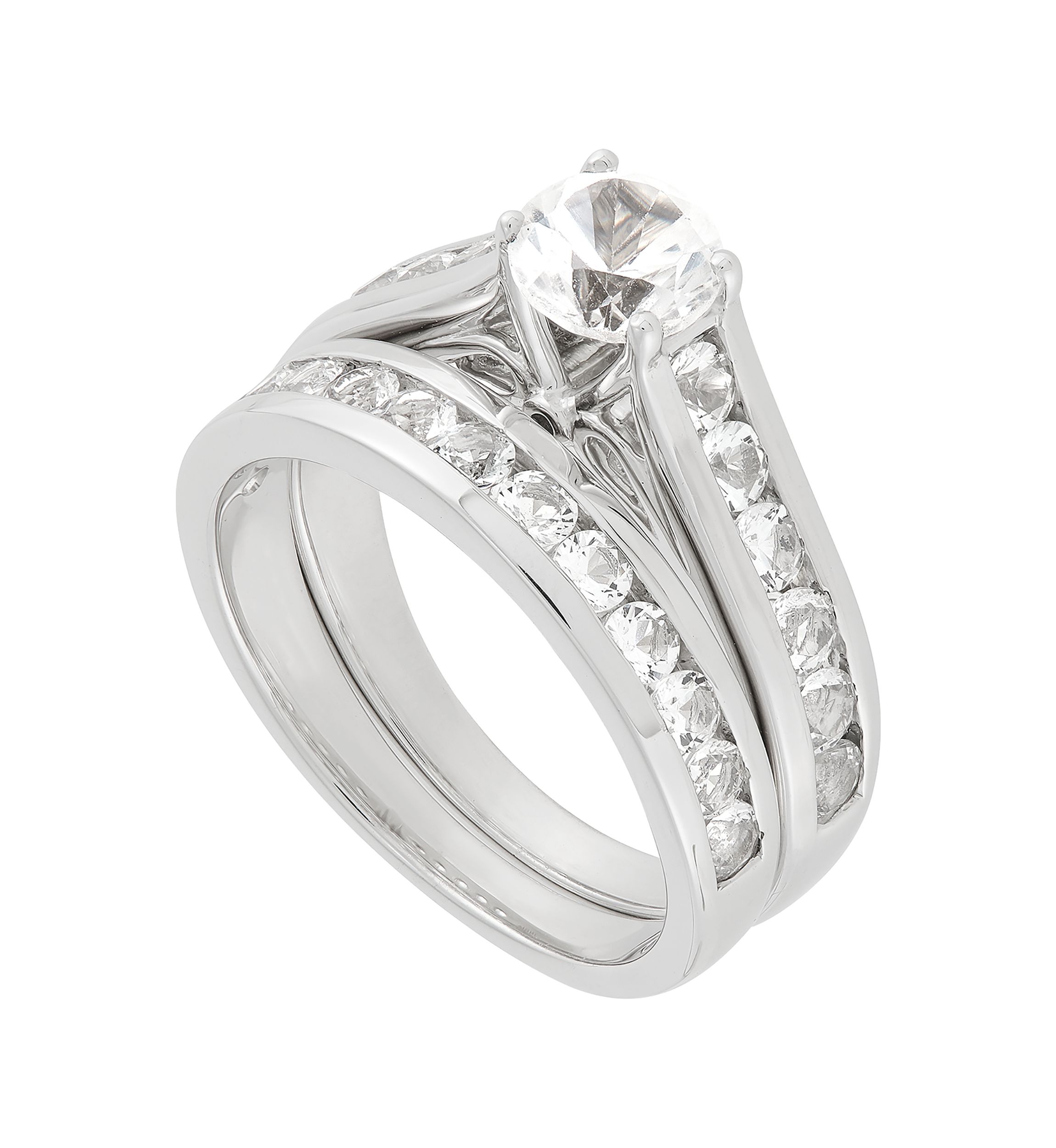 Lab Grown White Sapphire Ring Set in Sterling Silver