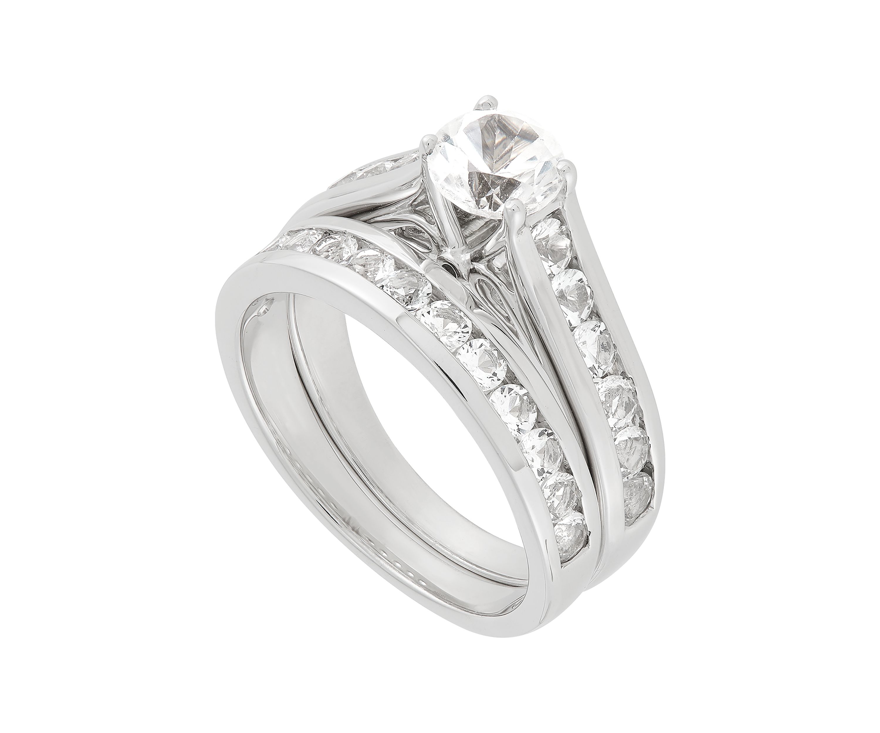 Lab Grown White Sapphire Ring Set in Sterling Silver
