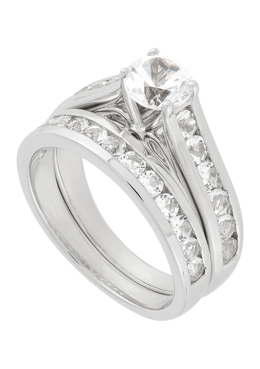 Lab Grown White Sapphire Ring Set in Sterling Silver