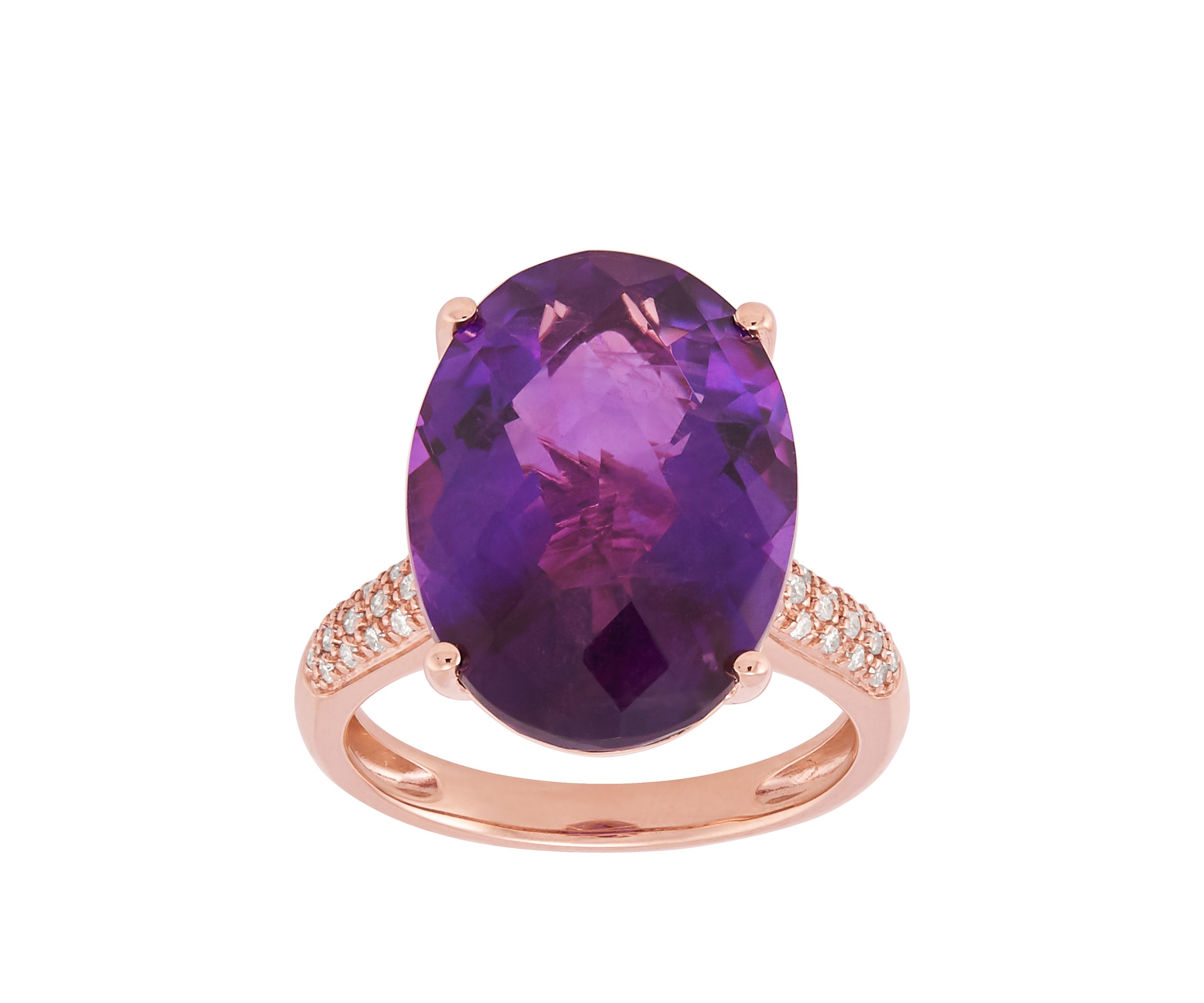 Amethyst Ring with 1/6 ct. t.w. Diamond in 10k Rose Gold