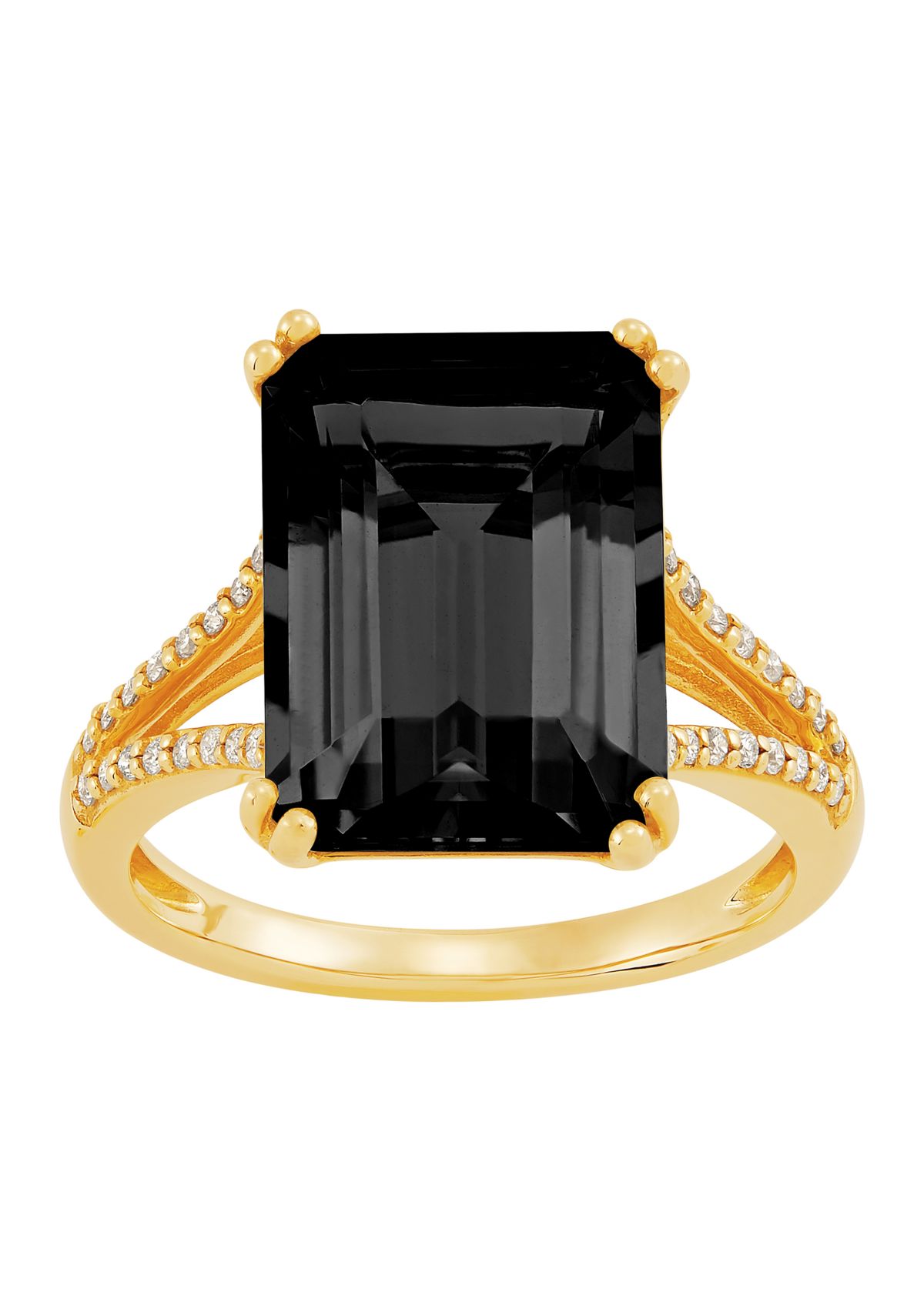6.5 ct. t.w. Onyx and 1/6 ct. t.w. Diamond Ring in 10K Yellow Gold