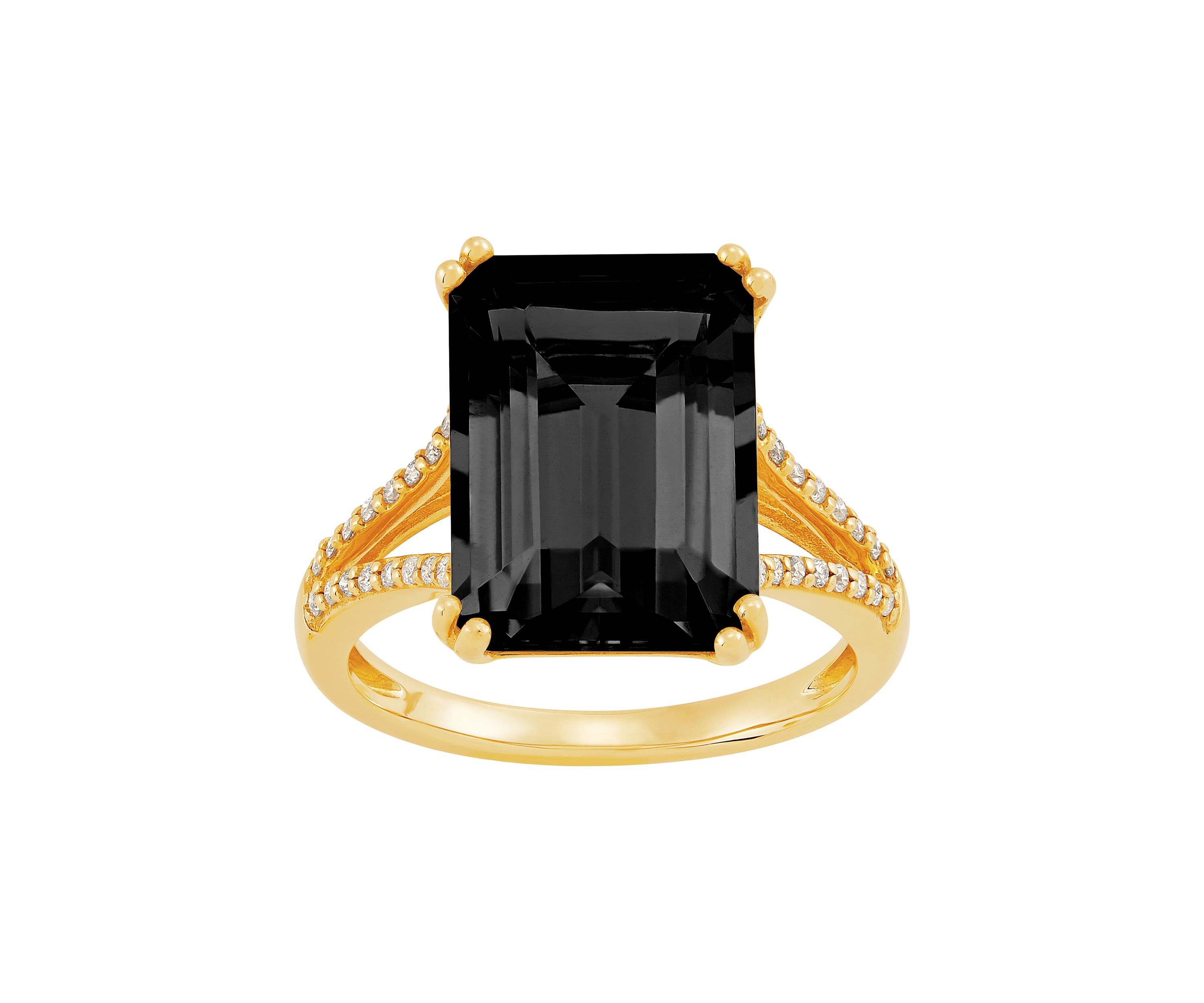6.5 ct. t.w. Onyx and 1/6 ct. t.w. Diamond Ring in 10K Yellow Gold