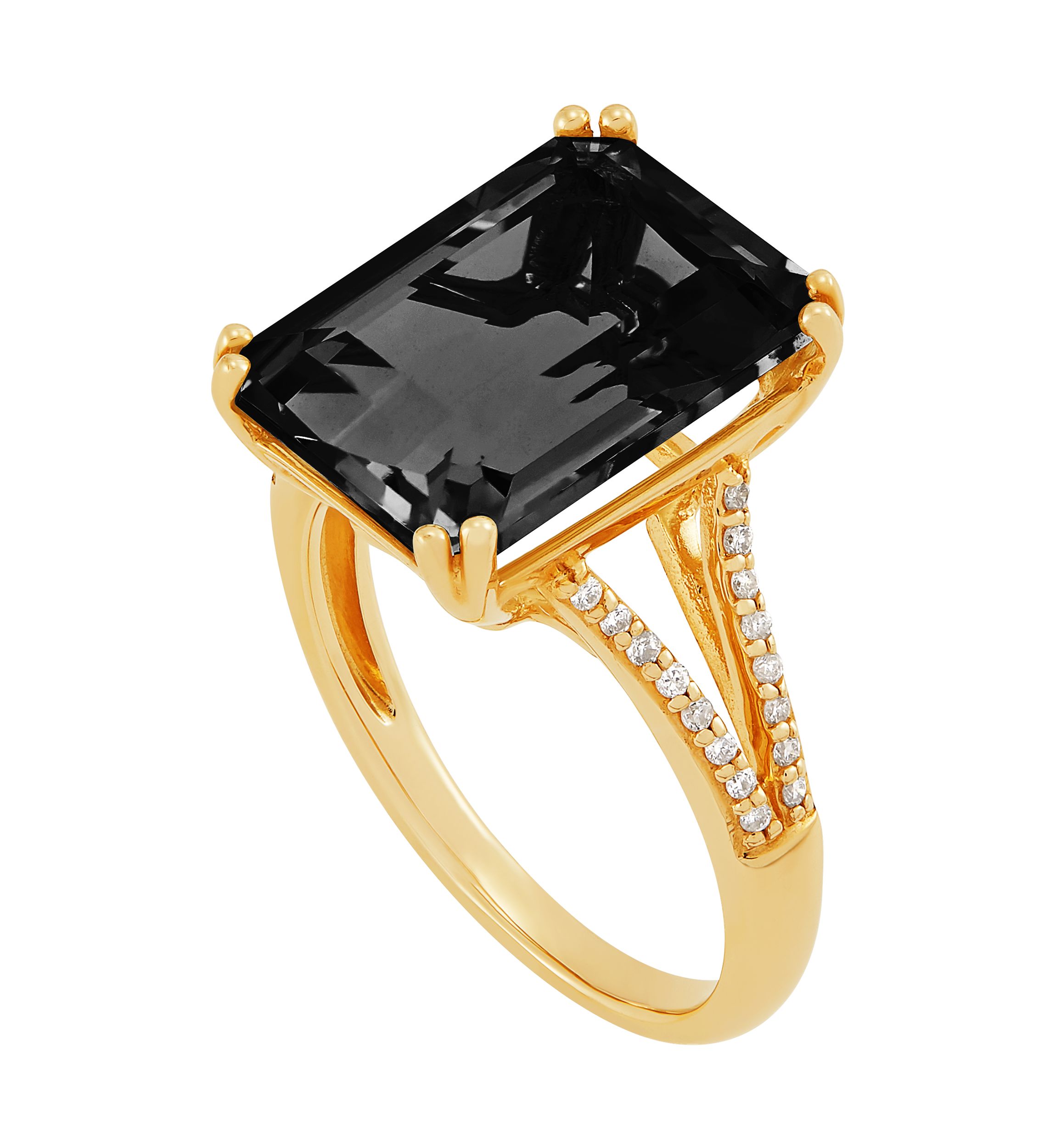 6.5 ct. t.w. Onyx and 1/6 ct. t.w. Diamond Ring in 10K Yellow Gold