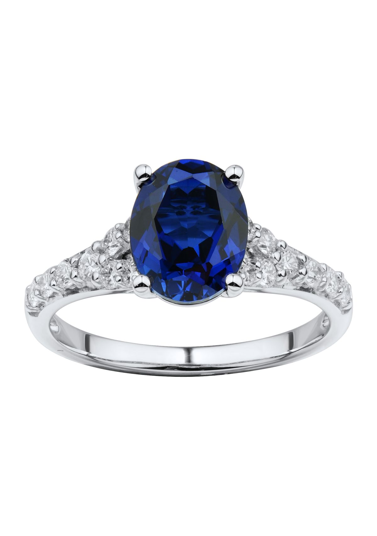 3/8 ct. t.w. Lab Created Sapphire and Lab Created Diamond Ring in 10K White Gold