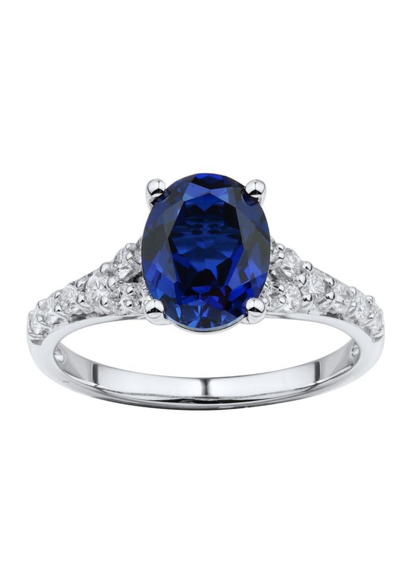 3/8 ct. t.w. Lab Created Sapphire and Lab Created Diamond Ring in 10K White Gold