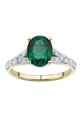 Belk & Co 3/8 ct. t.w. Lab-Created Emerald and Lab-Created Diamond Ring in 10K Yellow Gold, 7 -  0729367993960