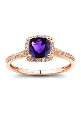 Belk & Co Diamond and Amethyst Ring in 10K Yellow Gold