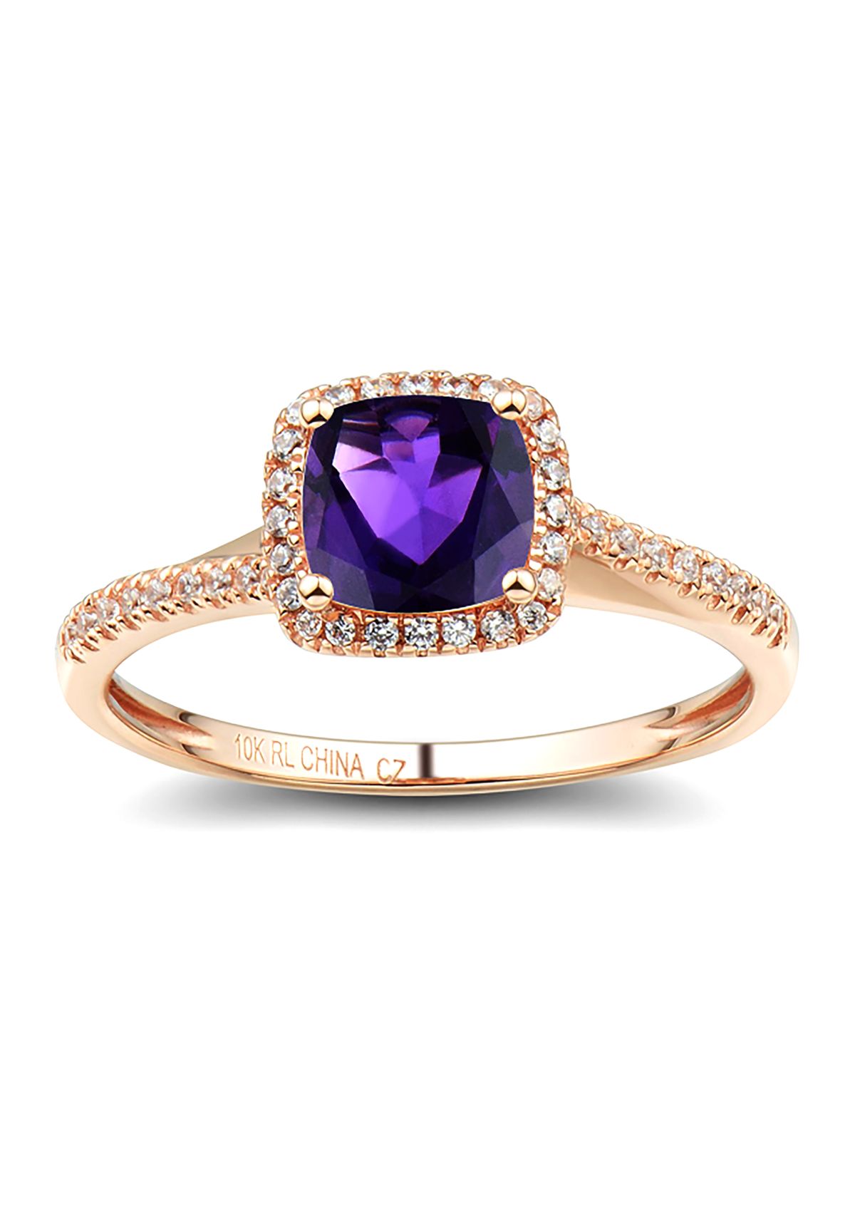Diamond and Amethyst Ring in 10K Yellow Gold