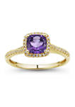 7/8 ct. t.w. Amethyst and Created White Sapphire Ring in 10K Yellow Gold