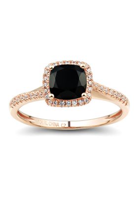 Belk  Co Diamond and Onyx Ring in 10K Yellow Gold