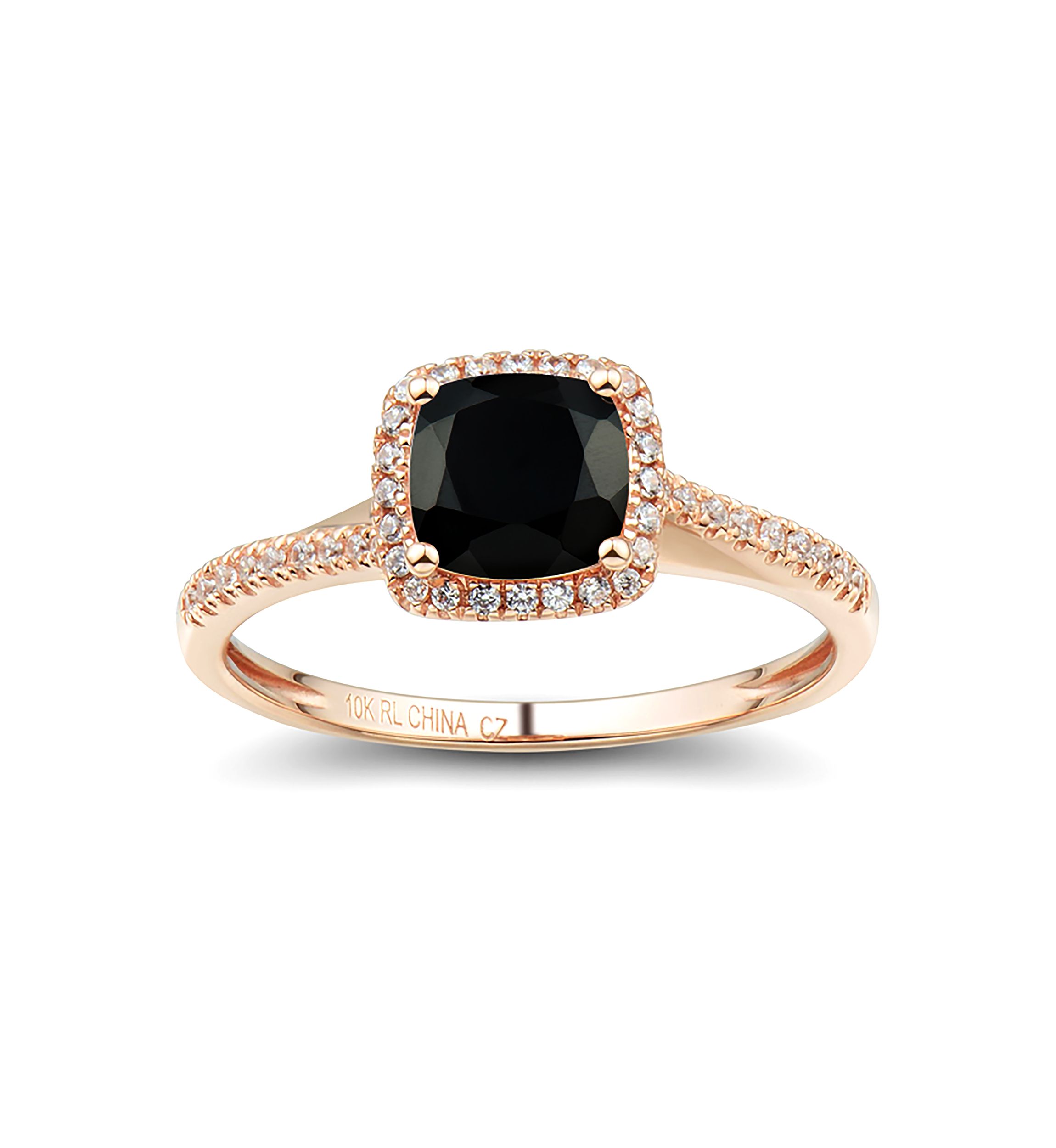 Diamond and Onyx Ring in 10K Yellow Gold