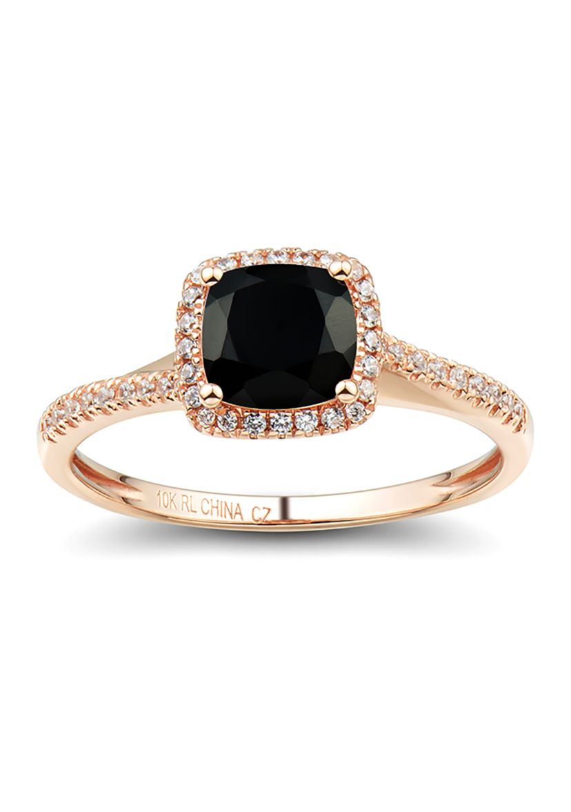 Diamond and Onyx Ring in 10K Yellow Gold