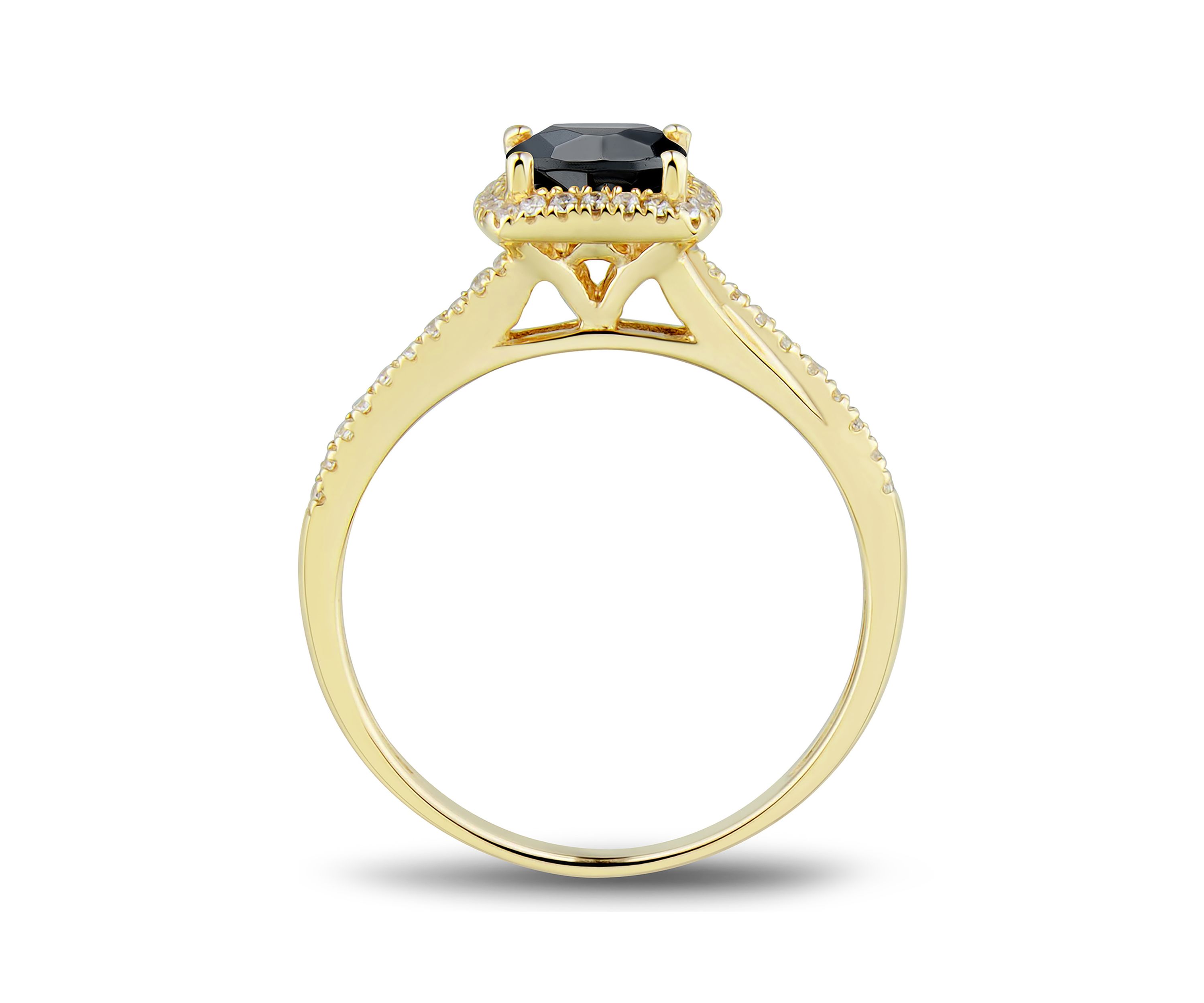 Onyx and Created White Sapphire Ring in 10K Yellow Gold