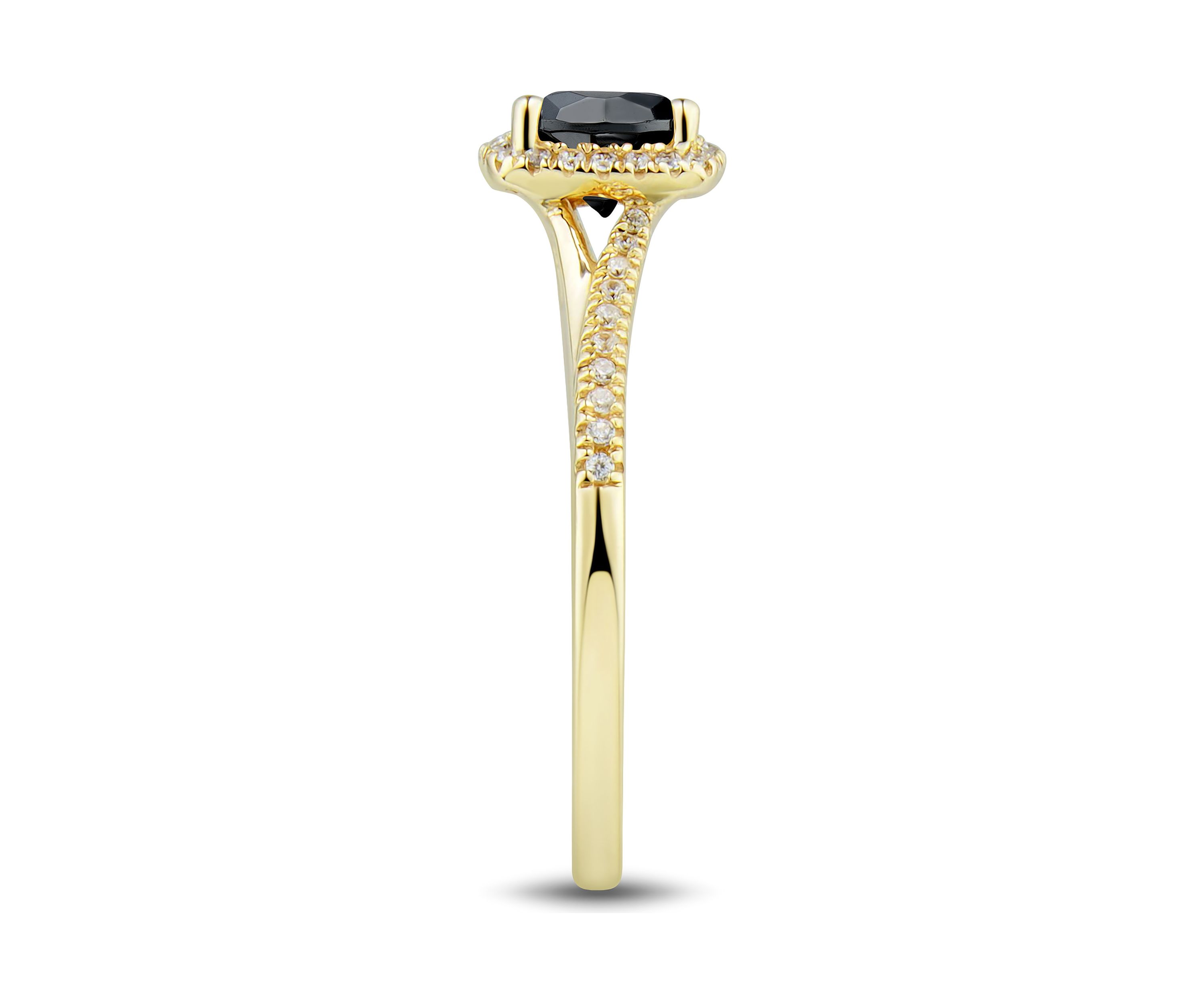 Onyx and Created White Sapphire Ring in 10K Yellow Gold