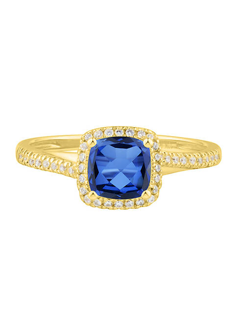 1.21 ct. t.w. Lab Created Sapphire and Lab Created White Sapphire Ring in 10K Yellow Gold