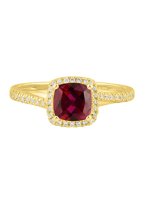 1.15 ct. t.w. Lab Created Ruby and Lab Created White Sapphire Ring in 10K Yellow Gold