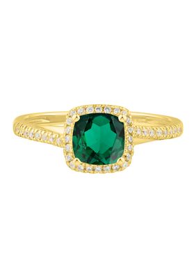 Belk & Co 3/4 Ct. T.w. Lab Created Emerald And Lab Created White Sapphire Ring In 10K Yellow Gold