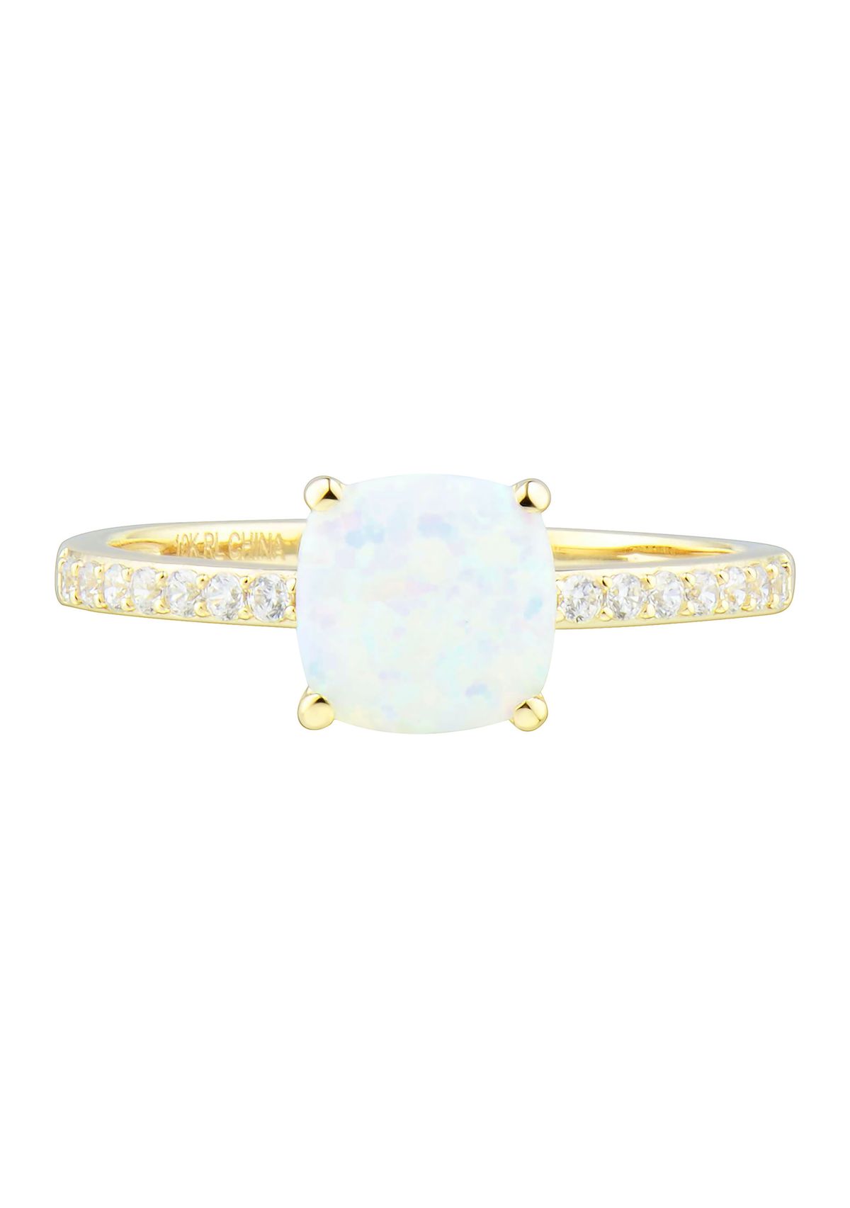 Lab Created Opal and White Sapphire Ring in 10K Yellow Gold