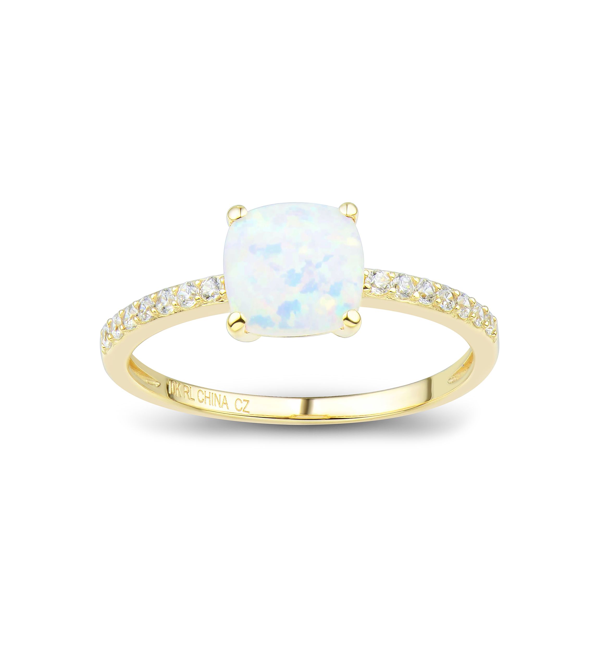 Lab Created Opal and White Sapphire Ring in 10K Yellow Gold