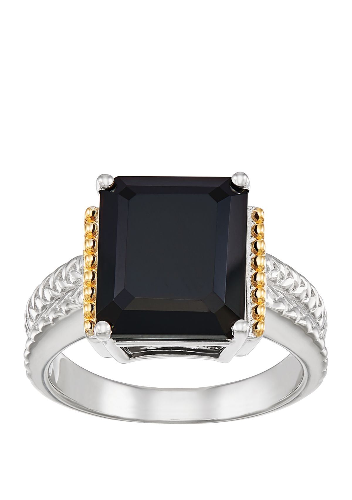 Onyx Ring in Sterling Silver/14k Yellow Gold