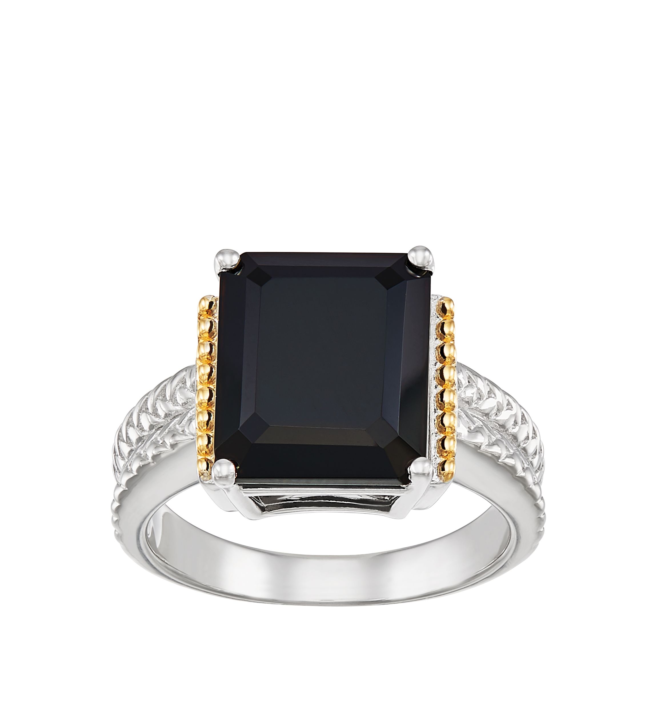 Onyx Ring in Sterling Silver/14k Yellow Gold