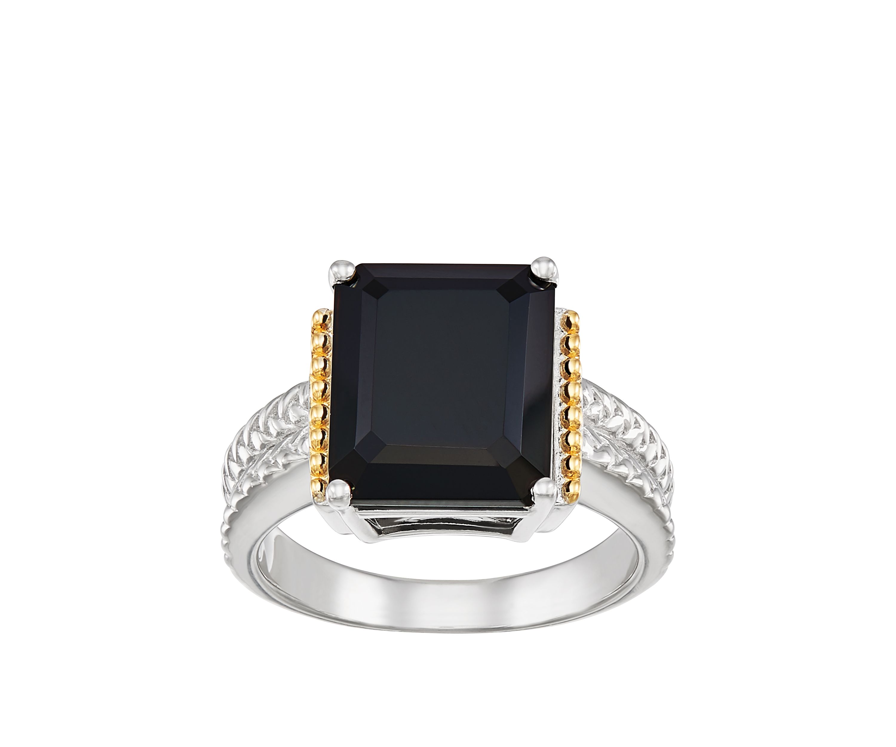 Onyx Ring in Sterling Silver/14k Yellow Gold