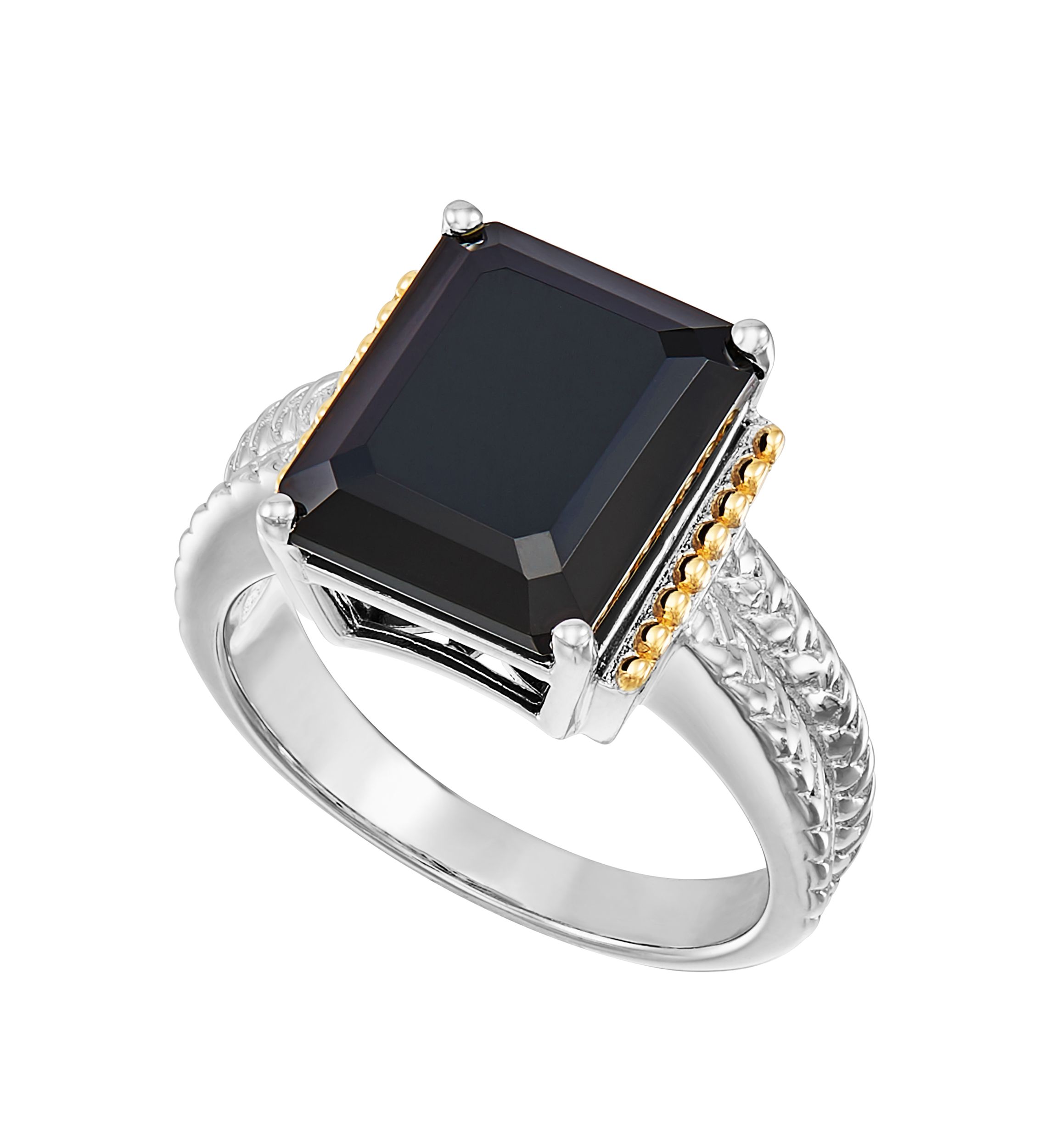 Onyx Ring in Sterling Silver/14k Yellow Gold