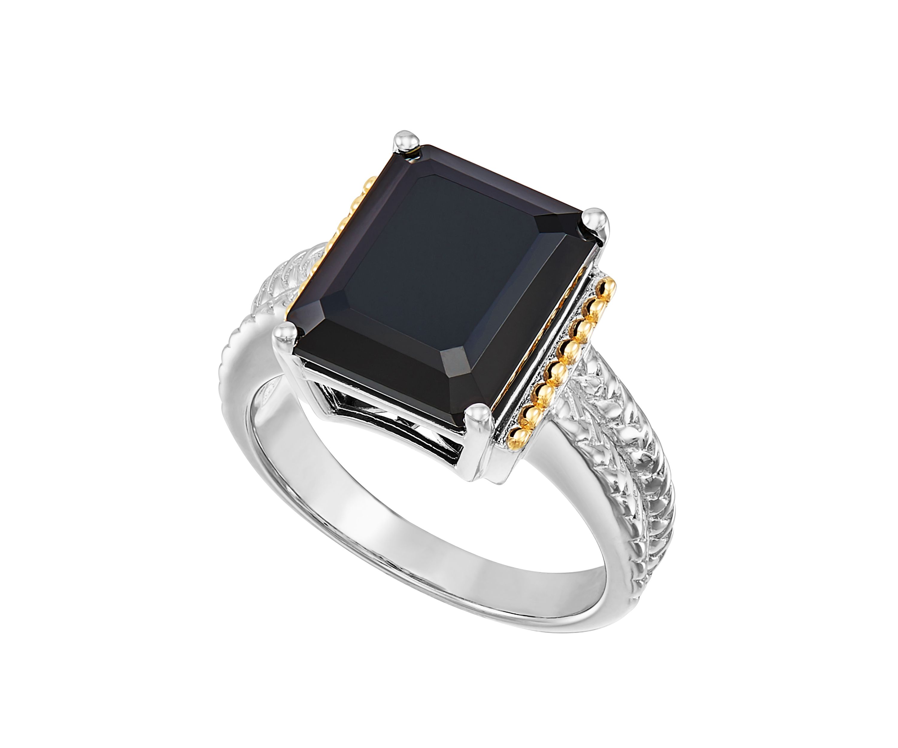 Onyx Ring in Sterling Silver/14k Yellow Gold
