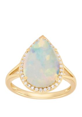 Belk & Co 1 ct. t.w. Created Opal with 1/8 ct. t.w. Diamond Ring in 10K Yellow Gold -  5400453CA1380H8A7AG0