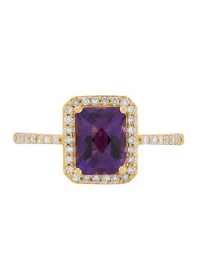 Belk & Co 1/5 ct. t.w. Diamond and Amethyst Ring in 10K Yellow Gold