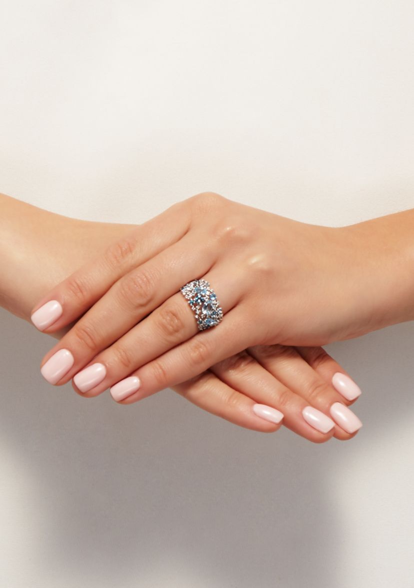 Blue and White Topaz Ring in Sterling Silver