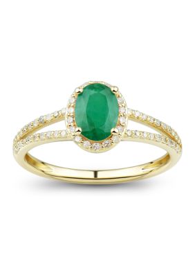 Belk & Co 1/5 ct. t.w. Diamond and Emerald Ring in 10K Yellow Gold