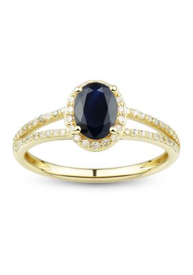 Belk & Co 1/5 Ct. T.w. Diamond And Sapphire Ring In 10K Yellow Gold