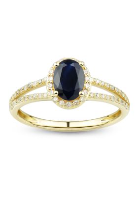 Belk & Co 1/5 ct. t.w. Diamond and Sapphire Ring in 10K Yellow Gold
