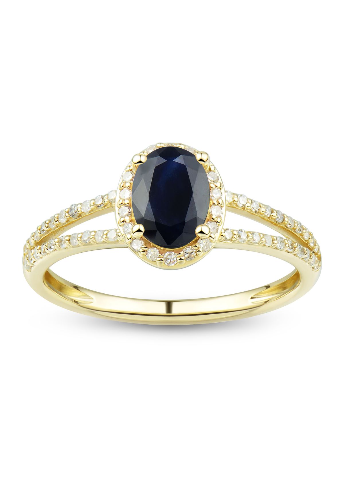 1/5 ct. t.w. Diamond and Sapphire Ring in 10K Yellow Gold