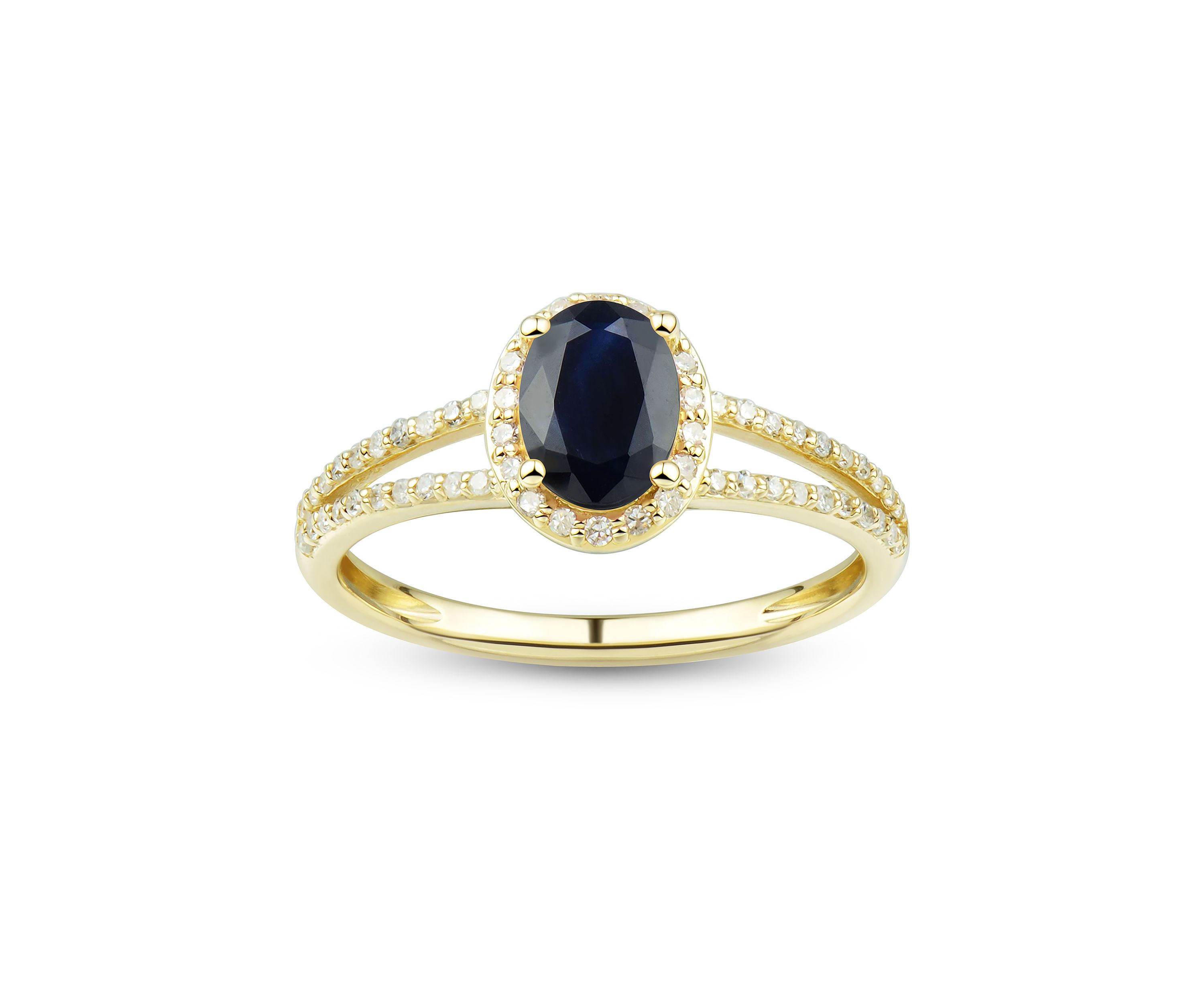 1/5 ct. t.w. Diamond and Sapphire Ring in 10K Yellow Gold