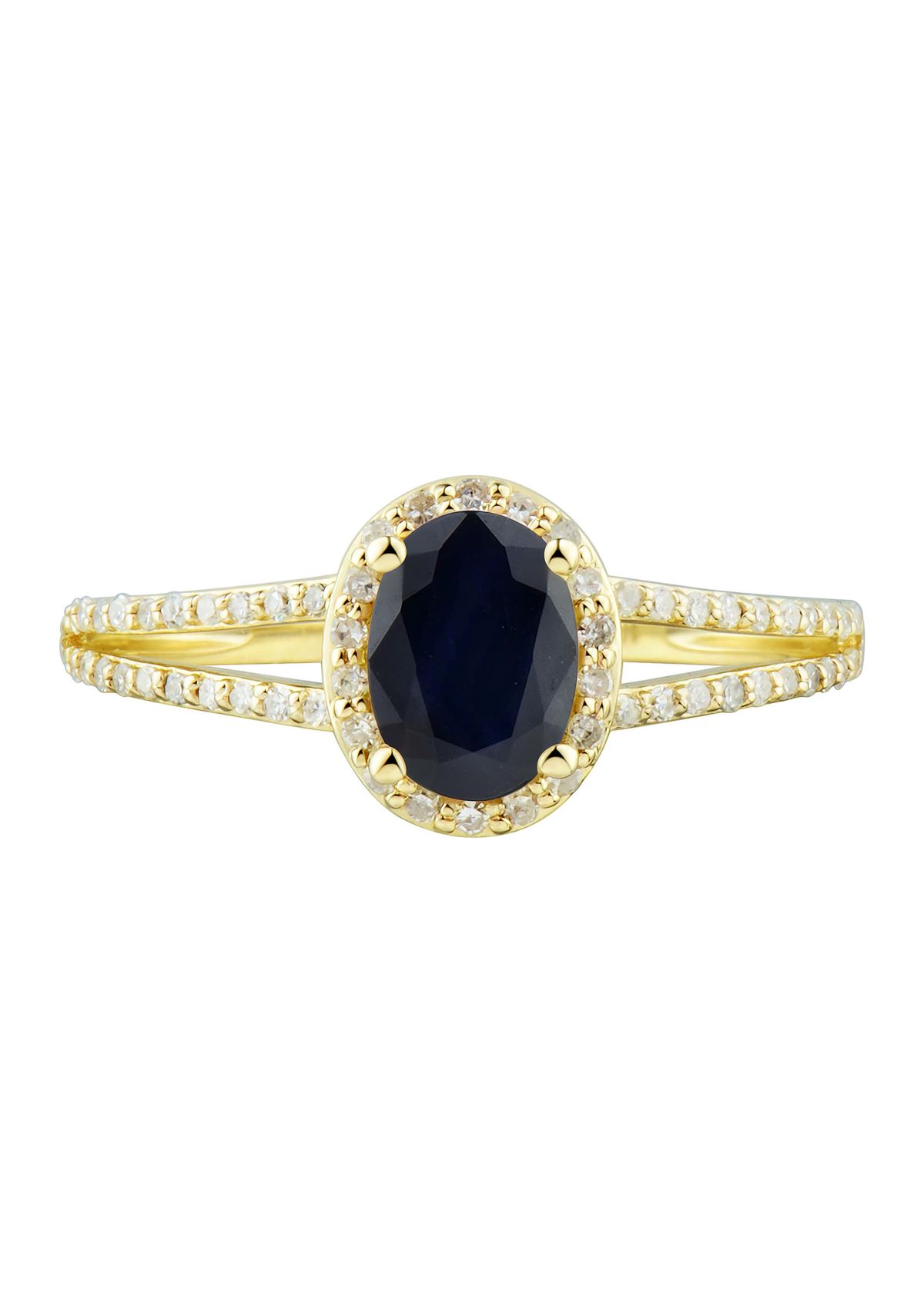 1/5 ct. t.w. Diamond and Sapphire Ring in 10K Yellow Gold