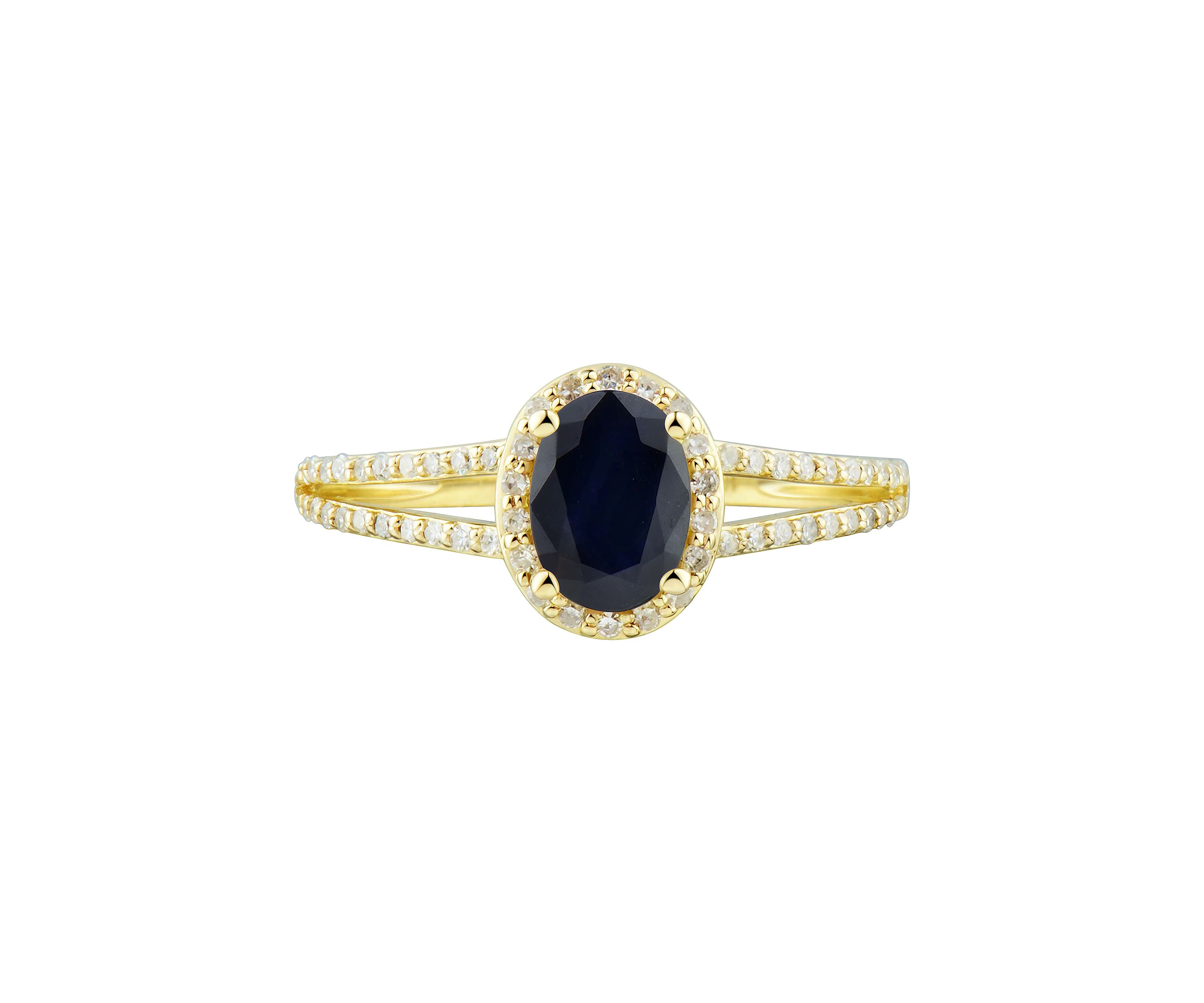 1/5 ct. t.w. Diamond and Sapphire Ring in 10K Yellow Gold