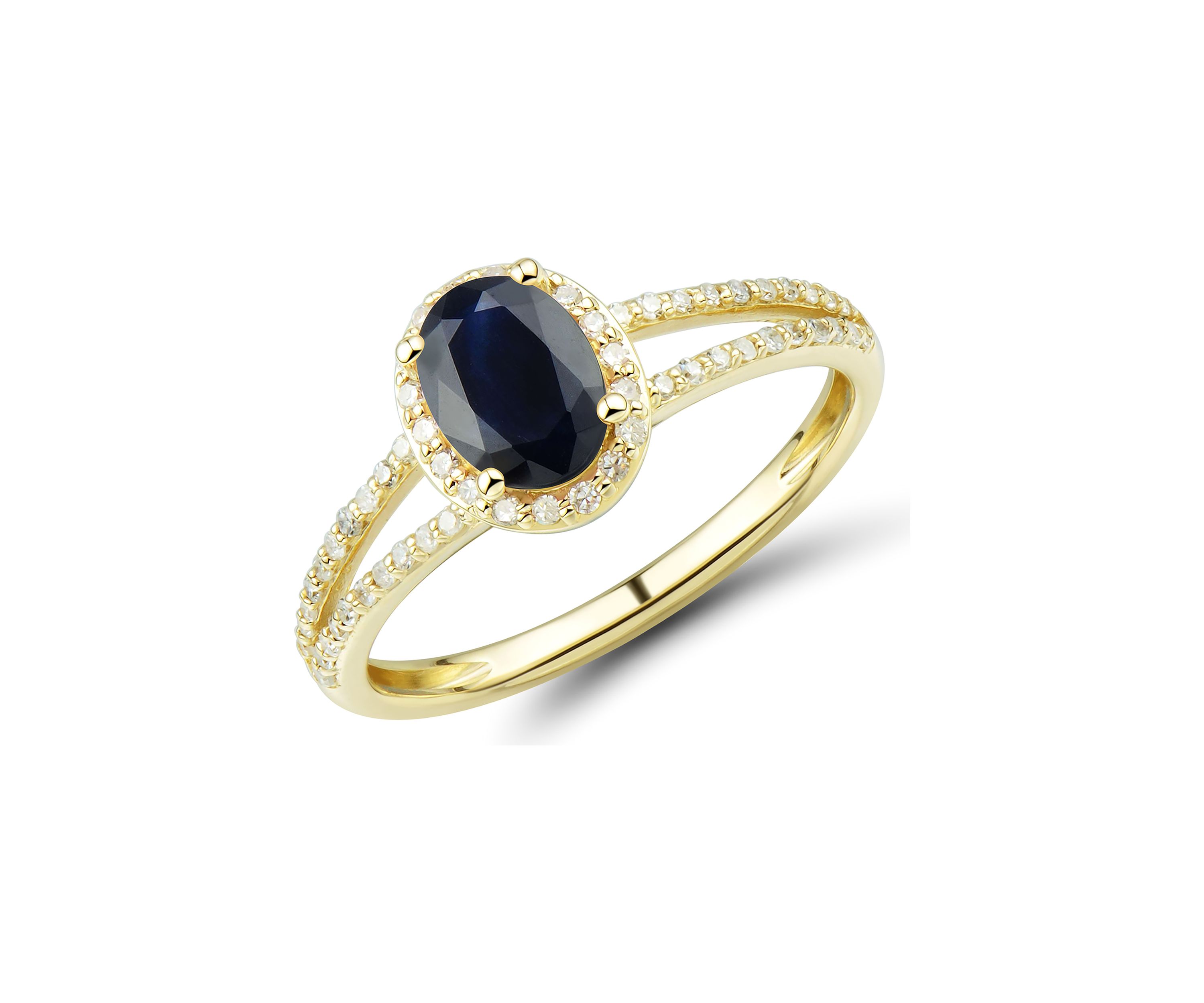 1/5 ct. t.w. Diamond and Sapphire Ring in 10K Yellow Gold