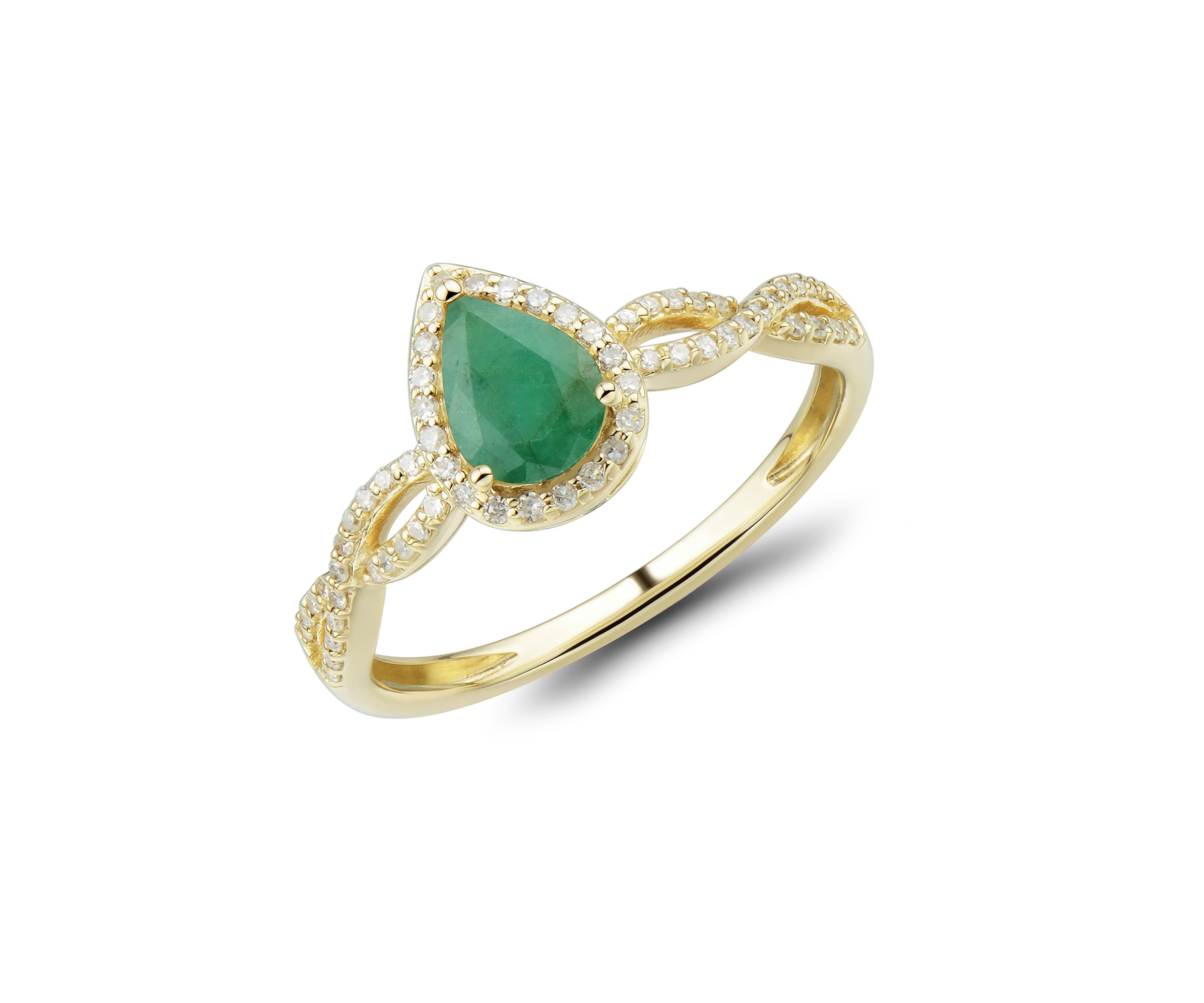 1/6 ct. t.w. Diamond and Emerald Ring in 10K Yellow Gold