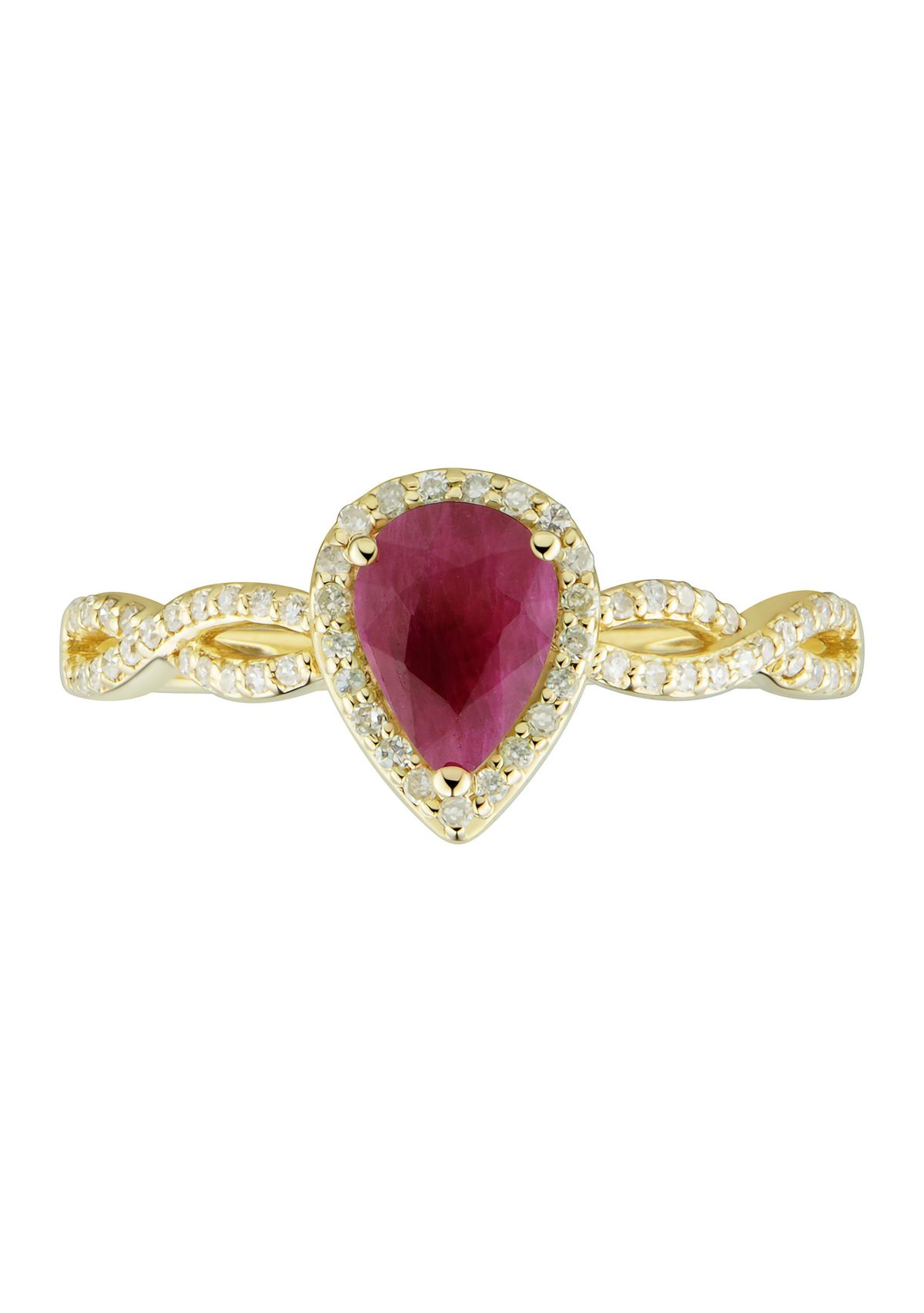 1/6 ct. t.w. Diamond and Ruby Ring in 10K Yellow Gold