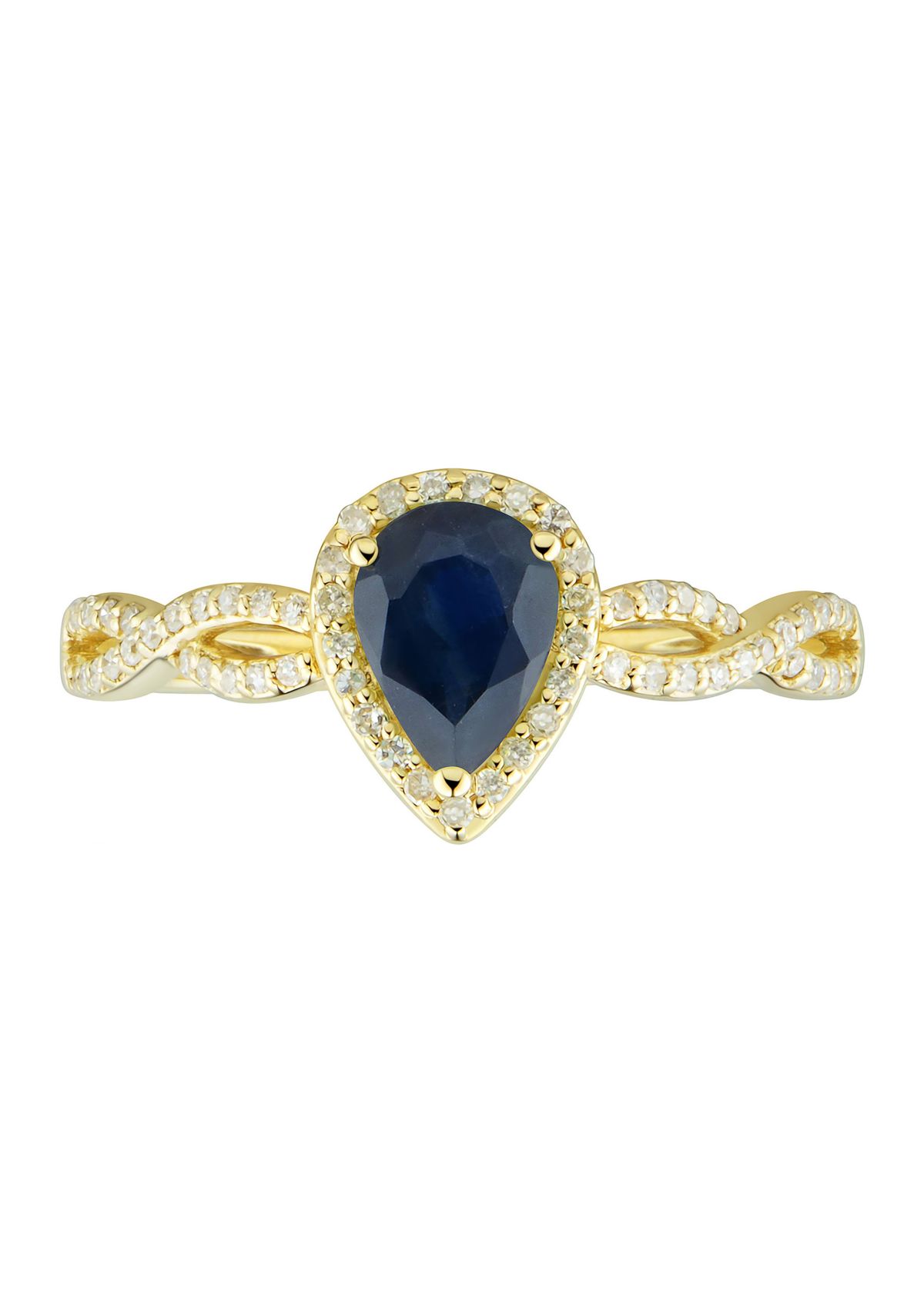 1/6 ct. t.w. Diamond and Sapphire Ring in 10K Yellow Gold