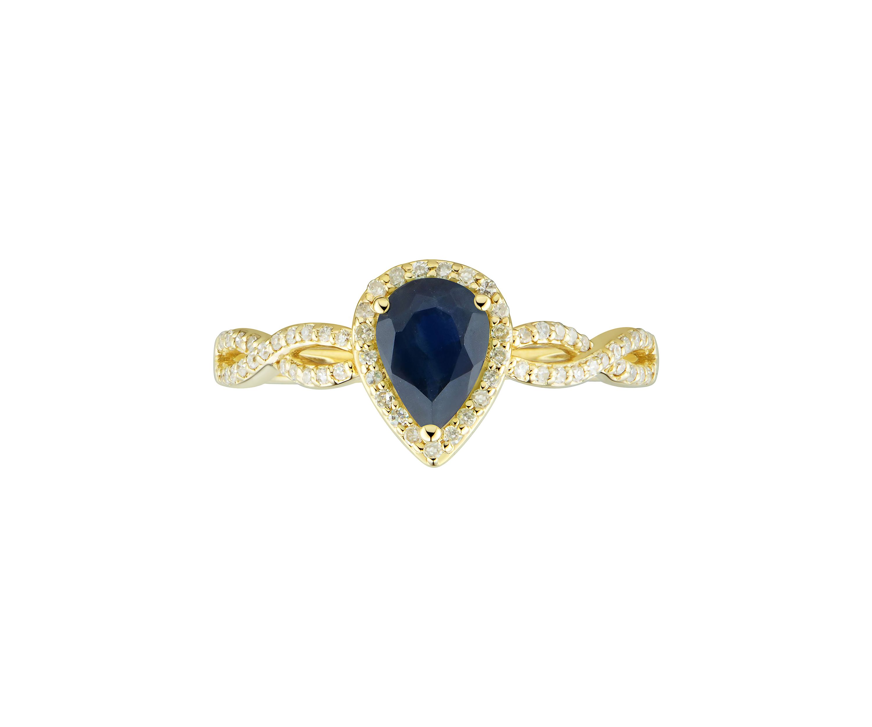 1/6 ct. t.w. Diamond and Sapphire Ring in 10K Yellow Gold