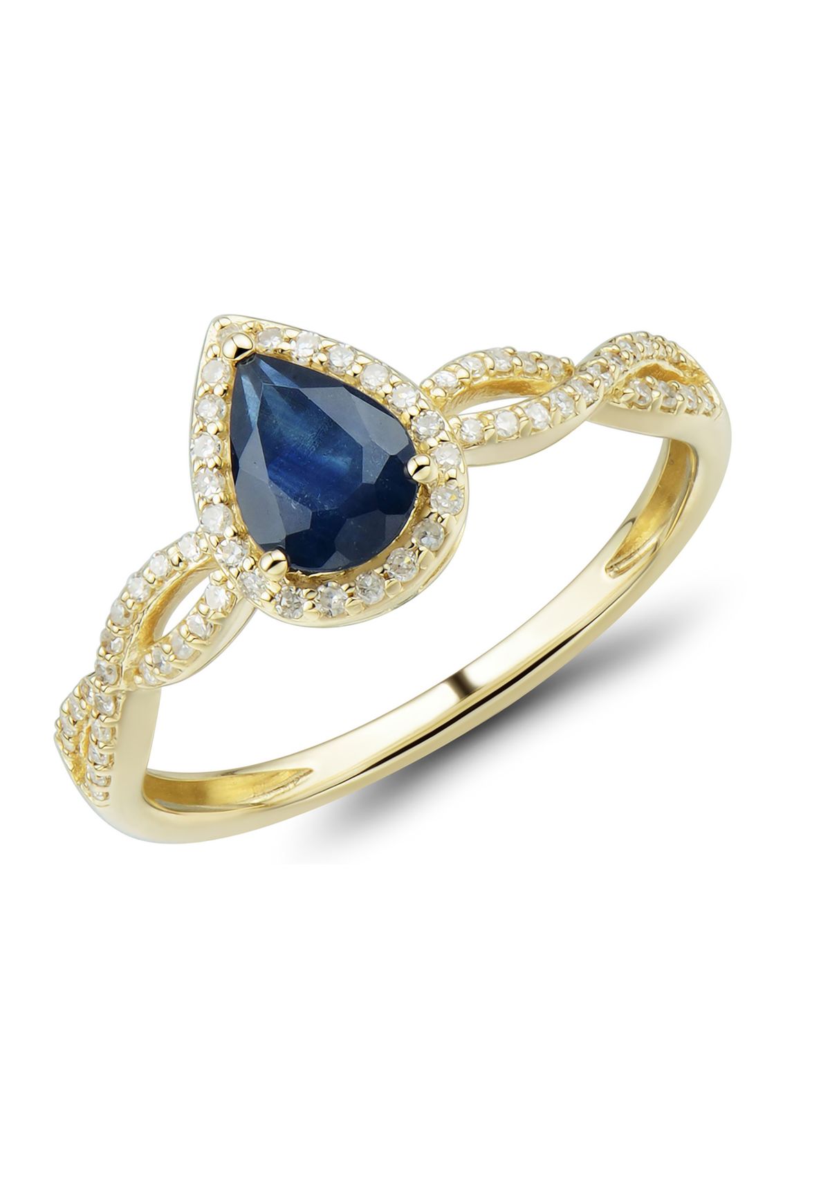 1/6 ct. t.w. Diamond and Sapphire Ring in 10K Yellow Gold