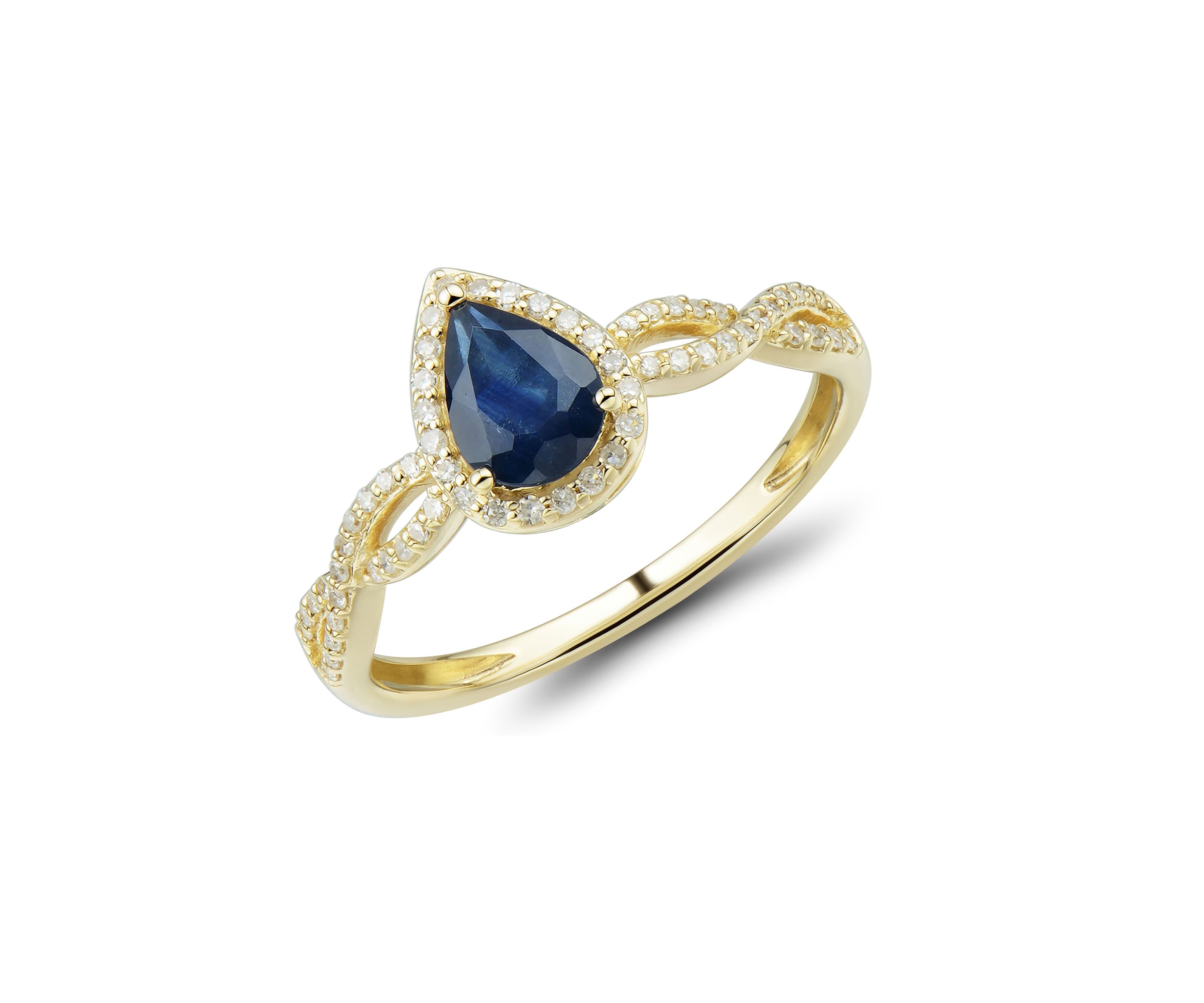 1/6 ct. t.w. Diamond and Sapphire Ring in 10K Yellow Gold