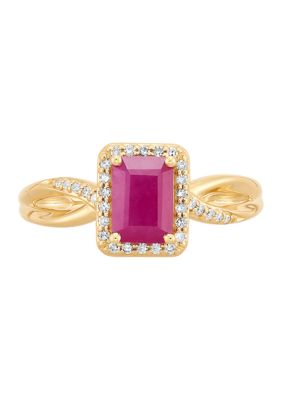 Belk & Co 1/8 ct. t.w. Ruby and Diamond Ring in 10K Yellow Gold