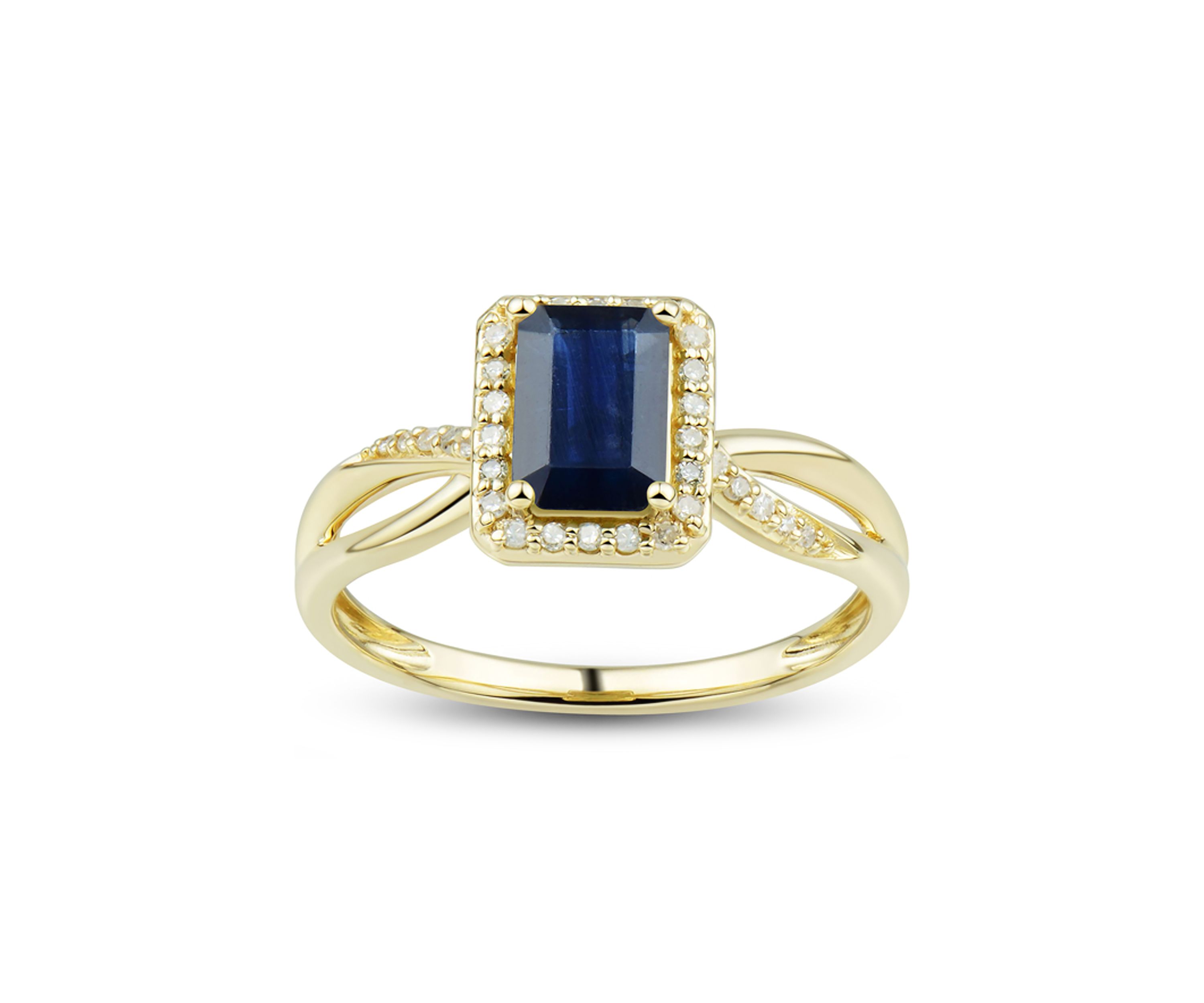 1/8 ct. t.w. Sapphire, Diamond Ring in 10K Yellow Gold