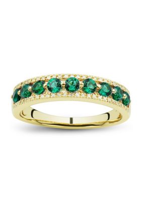 Belk & Co 1/8 ct. t.w. Emerald and Diamond Ring in 10K Yellow Gold
