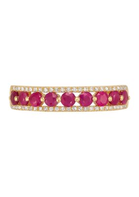 Belk & Co Ruby and 1/10 ct. t.w. Diamond Ring in 10K Yellow Gold